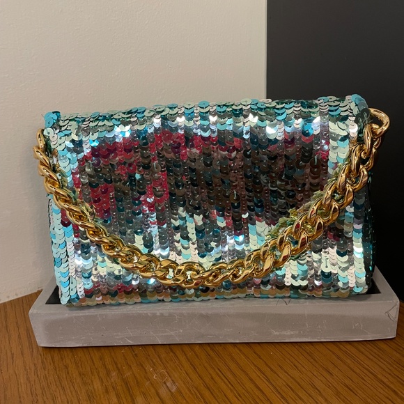 Tom Ford Sequin Evening Shoulder Bag with Gold Chain – Rare Statement Piece - Picture 5 of 8